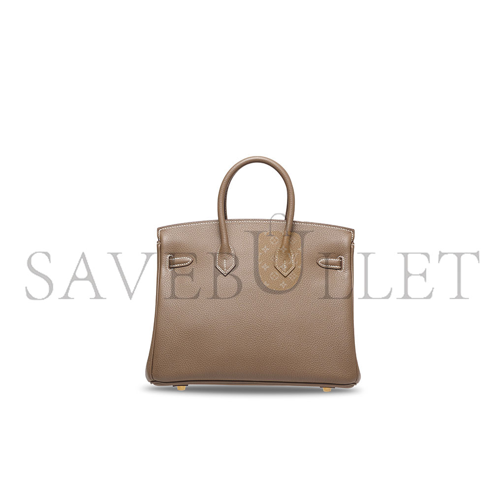 HERMES BIRKIN 25 EPSOM LEATHER MILK TEA GOLD BUCKLE HANDBAG 631655 (25*20*13cm)